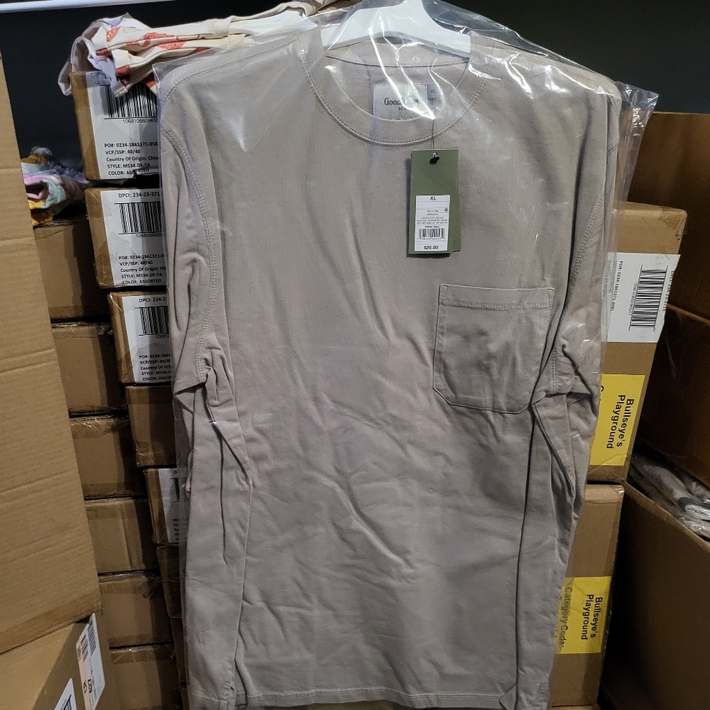 Light Gray Pocket Long Sleeve T-Shirt